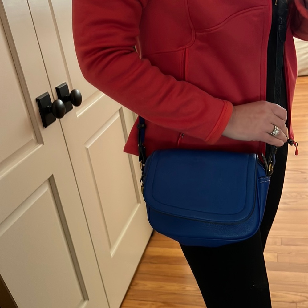 J. Crew Signet Italian Leather Crossbody Bag cobalt blue NEW WITH TAGS